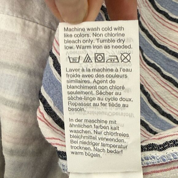 J.Crew Mercantile Dress Size M Striped Off The Shoulder Short Sleeve Americana - Picture 11 of 11